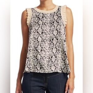 Cinq a Sept Revolve Python Print Silk Tank Top Blouse Shirt Work Large L